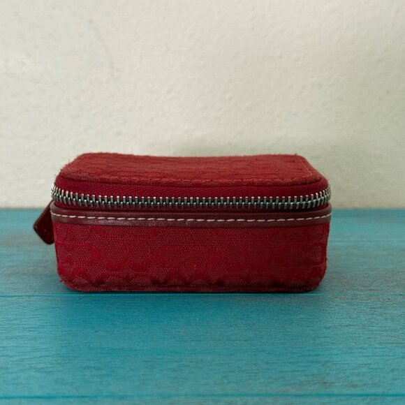Vintage COACH Red Signature C Canvas Triple Pill Box Travel Case - Picture 1 of 13